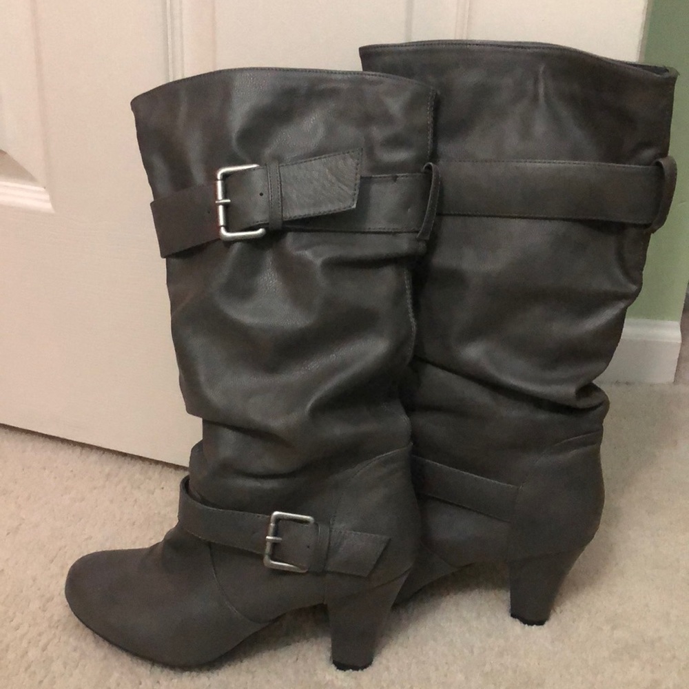Gray calf boots